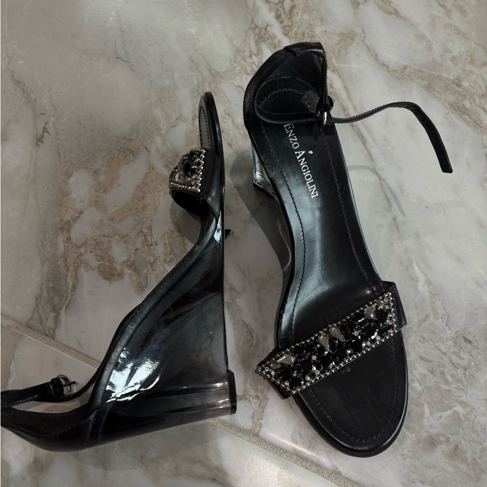Enzo Angiolini Black Heels with Embellishments - Picture 3 of 6
